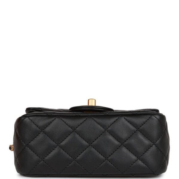 CC Pearl Crush Mini Square Flap Bag Black Lambskin Antique Gold Hardware - Billede 5