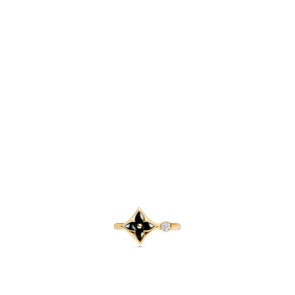 Color Blossom Mini Star Ring in Yellow Gold, Onyx and Diamonds - Immagine 2
