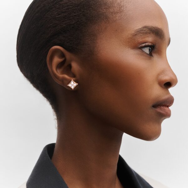 Color Blossom Star Rose Gold and White Mother-of-Pearl Earring - Single - Immagine 2