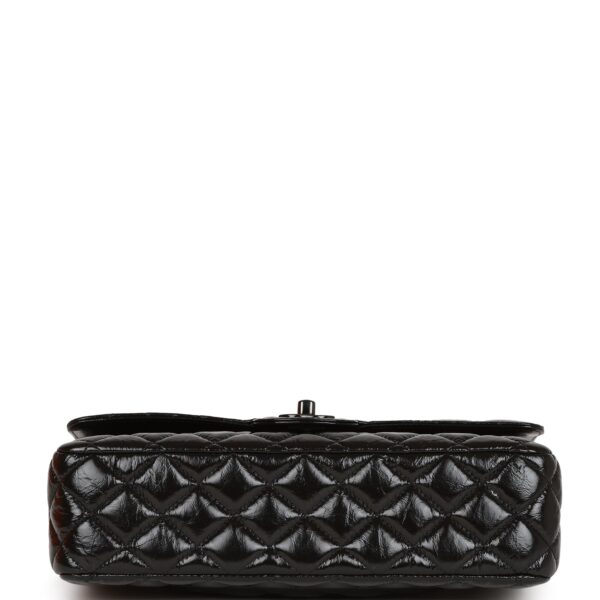 CC Medium Classic Double Flap Bag SO Black Crumpled Calfskin Black Hardware - Immagine 5