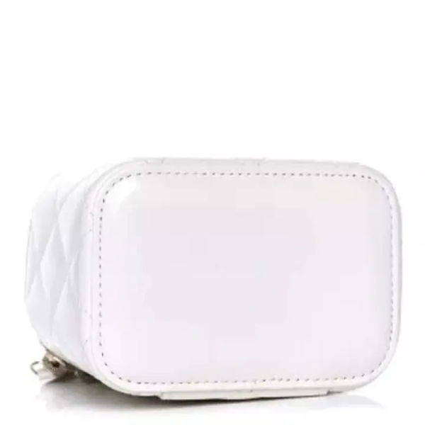 CC Calfskin Quilted Mini Perfect Fit Vanity Case With Chain White - Billede 3