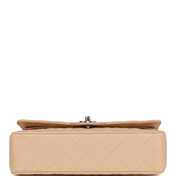 CC Medium Classic Double Flap Bag Beige Caviar Silver Hardware - Image 5