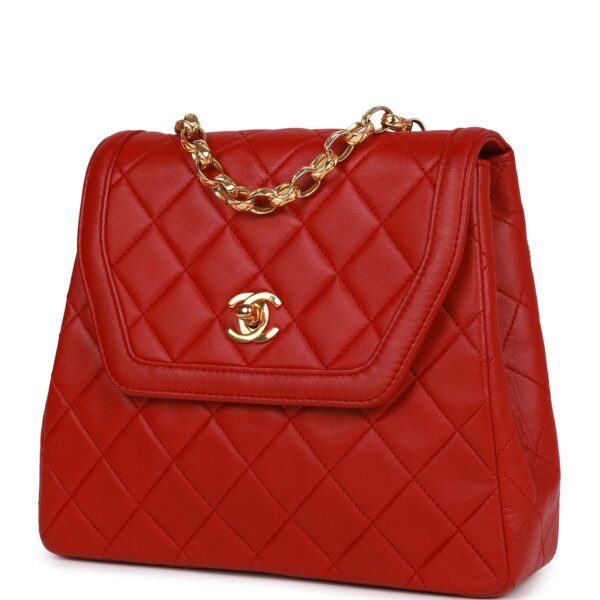 Vintage CC Trapeze Flap Bag Red Lambskin Gold Hardware - Image 4