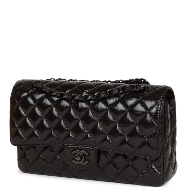 CC Medium Classic Double Flap Bag SO Black Crumpled Calfskin Black Hardware - Immagine 4