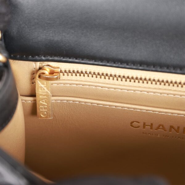 CC Pearl Crush Mini Square Flap Bag Black Lambskin Antique Gold Hardware - Billede 9