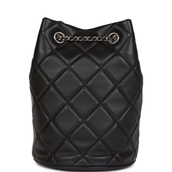 CC Mini Bucket Bag Black Lambskin Silver Hardware — изображение 3