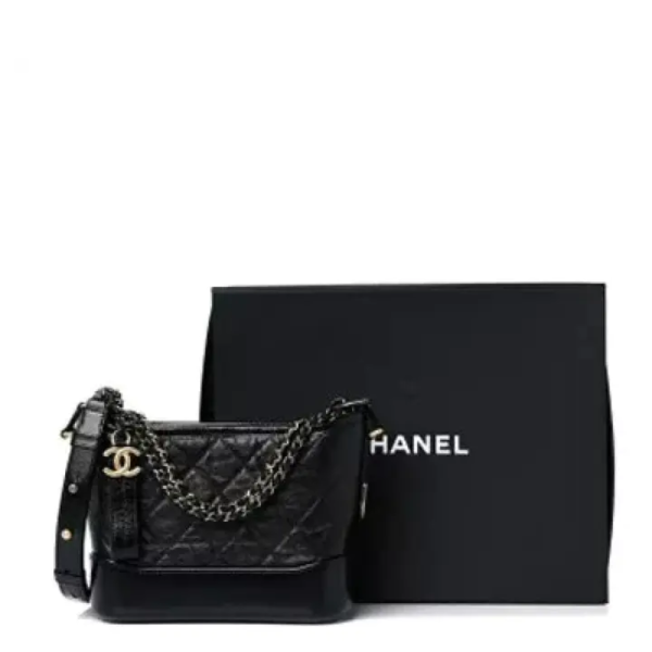 CC Aged Calfskin Quilted Small Gabrielle Hobo Black - Afbeelding 2