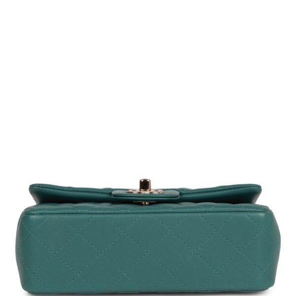 CC Mini Rectangular Flap Bag Green Lambskin Light Gold Hardware - Immagine 5