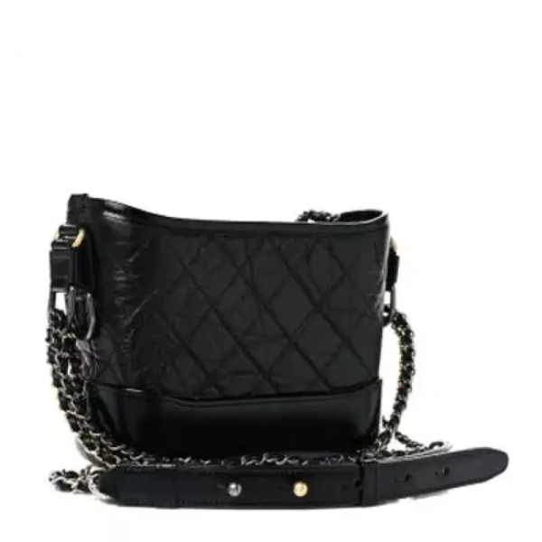 CC Aged Calfskin Quilted Small Gabrielle Hobo Black - Afbeelding 4