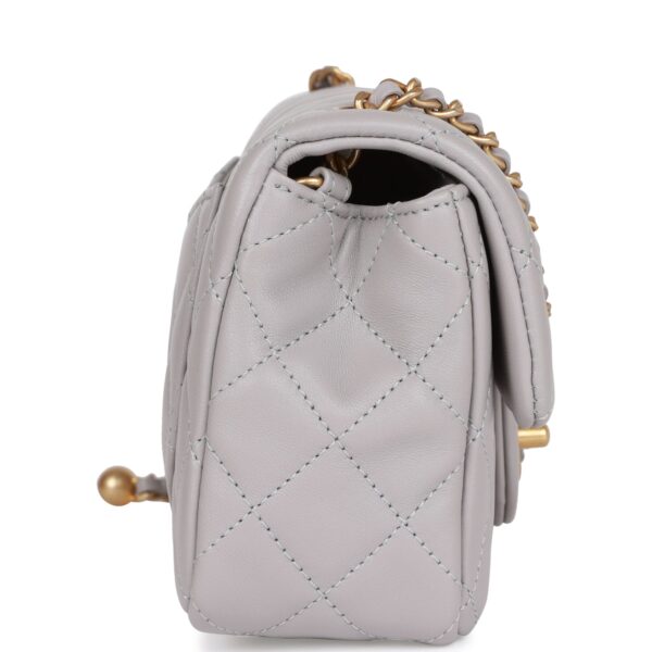 CC Pearl Crush Mini Rectangular Flap Bag Light Grey Lambskin Antique Gold Hardware - Image 2