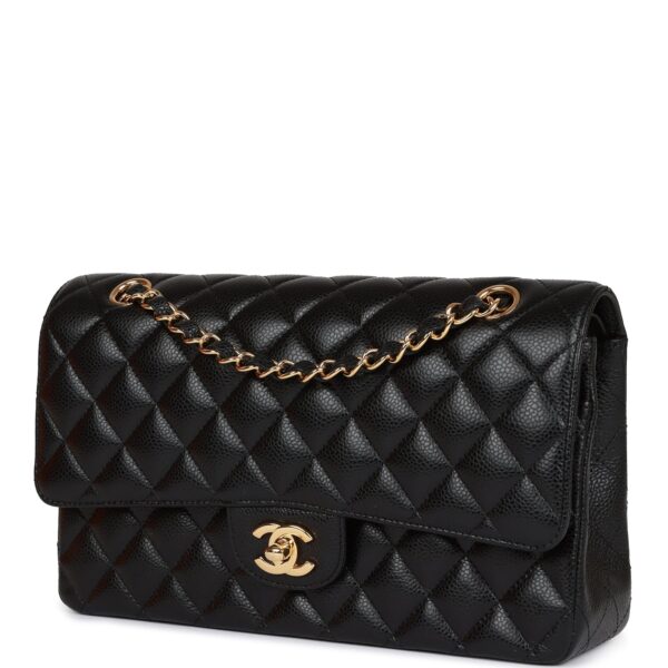 CC Medium Classic Double Flap Bag Black Caviar Gold Hardware - Afbeelding 4