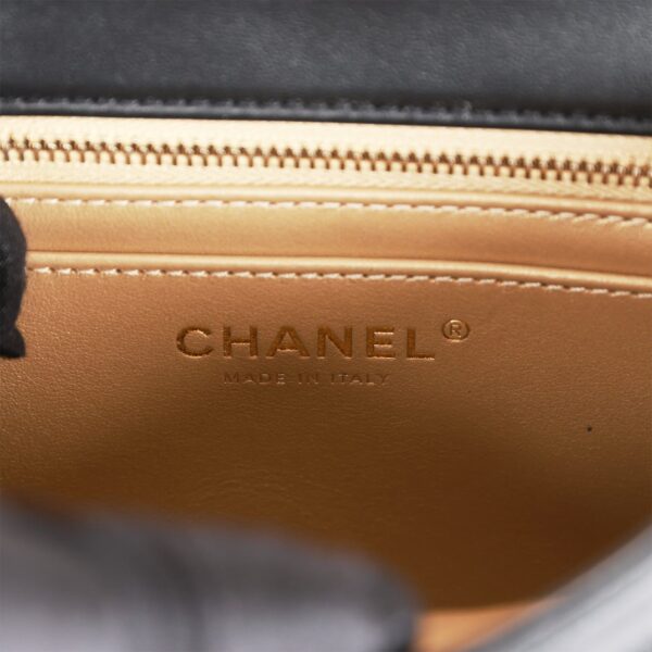 CC Pearl Crush Mini Square Flap Bag Black Lambskin Antique Gold Hardware - Billede 8