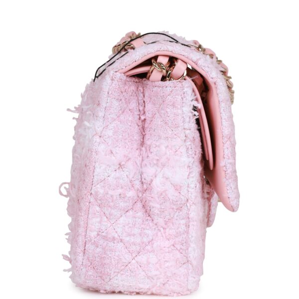 CC Medium Classic Double Flap Bag Rose Sakura Tweed Light Gold Hardware - Image 2