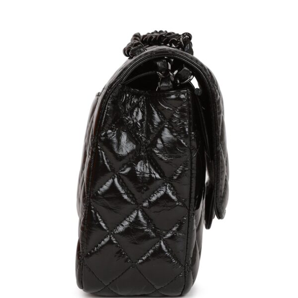 CC Medium Classic Double Flap Bag SO Black Crumpled Calfskin Black Hardware - Immagine 2