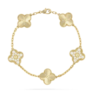 Vintage Alhambra bracelet, 5 four-leaf lucky totems