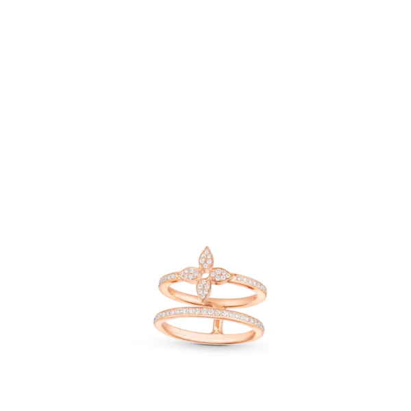 Idylle Blossom Rose Gold and Diamond Double Row Ring