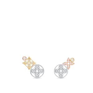 Idylle Blossom Tricolor Gold and Diamond Stud Earrings