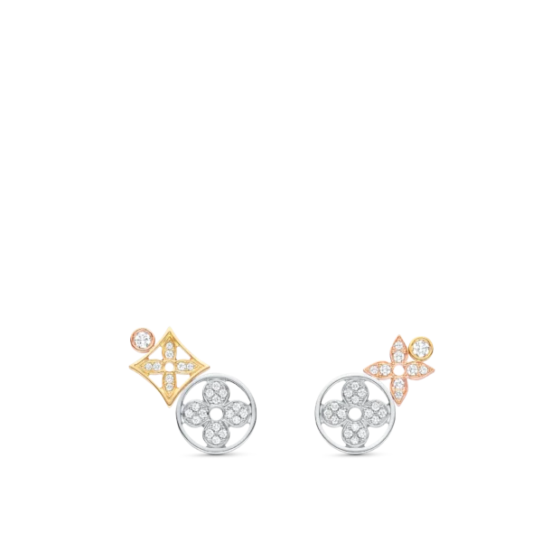 Idylle Blossom Tricolor Gold and Diamond Stud Earrings