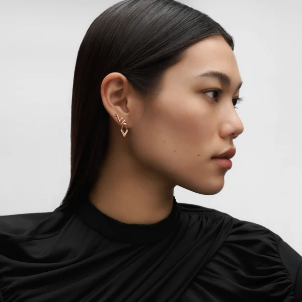 Louis Volt Upside Down Rose Gold Single Stud Earrings - Afbeelding 3